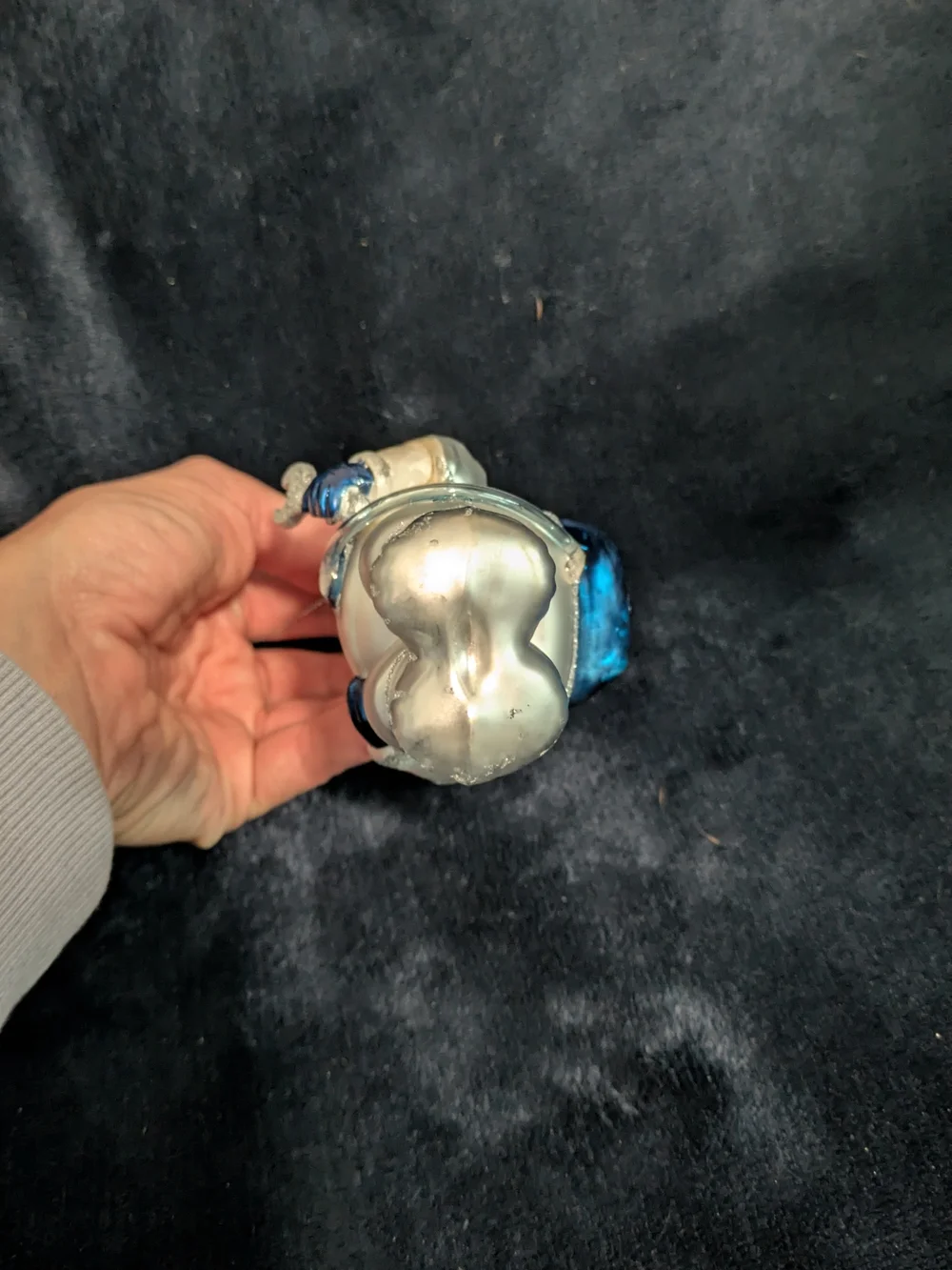 Silver and Blue Astronaut Ornament Holiday Glass Ornament
